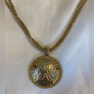 Monet Vintage Sand Dollar Beach Pendant Necklace